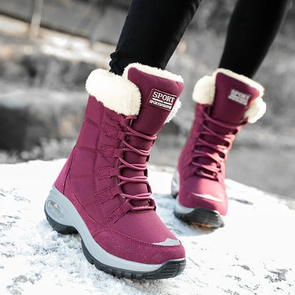 Women's Waterproof Warm Fur Winter Boots Slip On Ankle Shoes